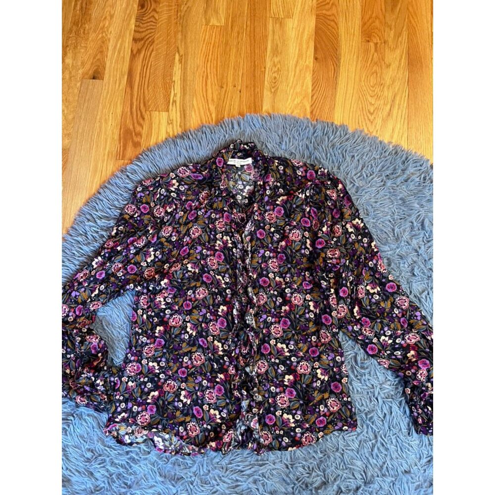 Anthropologie Elements of Freedom Dark Floral Button Up Blouse Size M